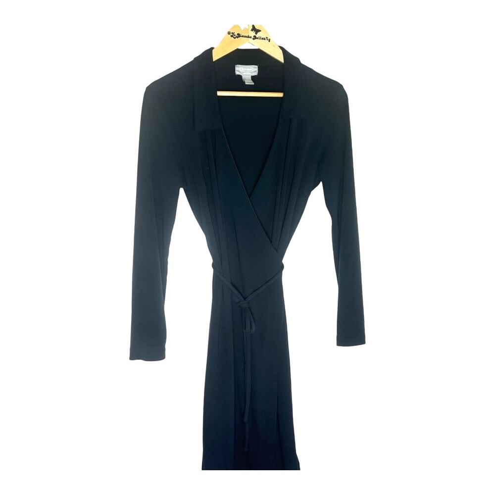 Women’s Old Navy Pitch Black Wrap Dress Form fitting Below the Knee  Large